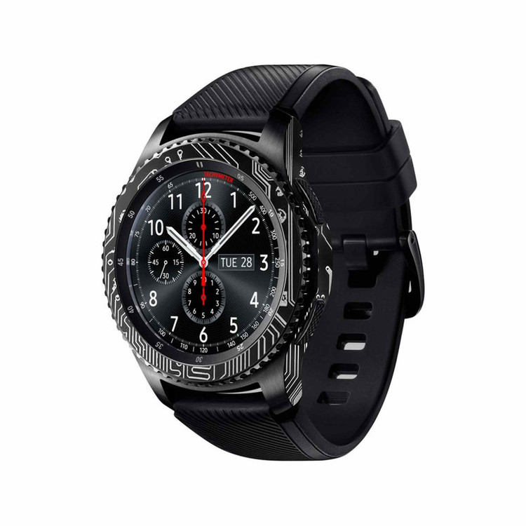 برچسب ماهوت طرح Black-Printed-Circuit-Board مناسب برای ساعت هوشمند سامسونگ Galaxy Gear S3 Frontier