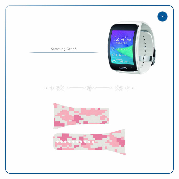 برچسب ماهوت طرح Army_Pink_Pixel مناسب برای ساعت هوشمند سامسونگ Galaxy Gear S