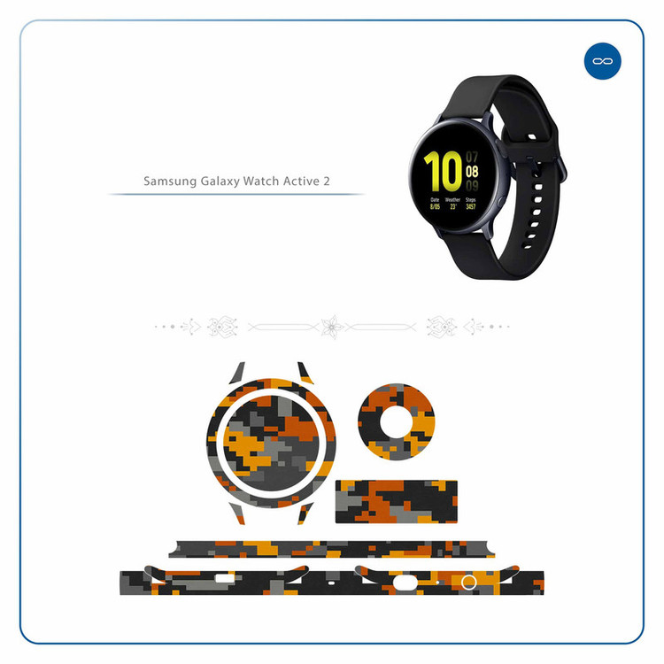 برچسب ماهوت طرح Army-Autumn-pixel مناسب برای ساعت هوشمند سامسونگ Galaxy Watch Active 2 44mm