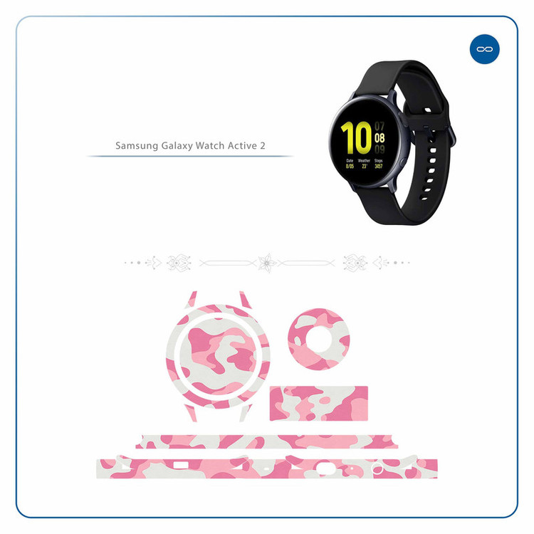 برچسب ماهوت طرح Army-Pink مناسب برای ساعت هوشمند سامسونگ Galaxy Watch Active 2 44mm