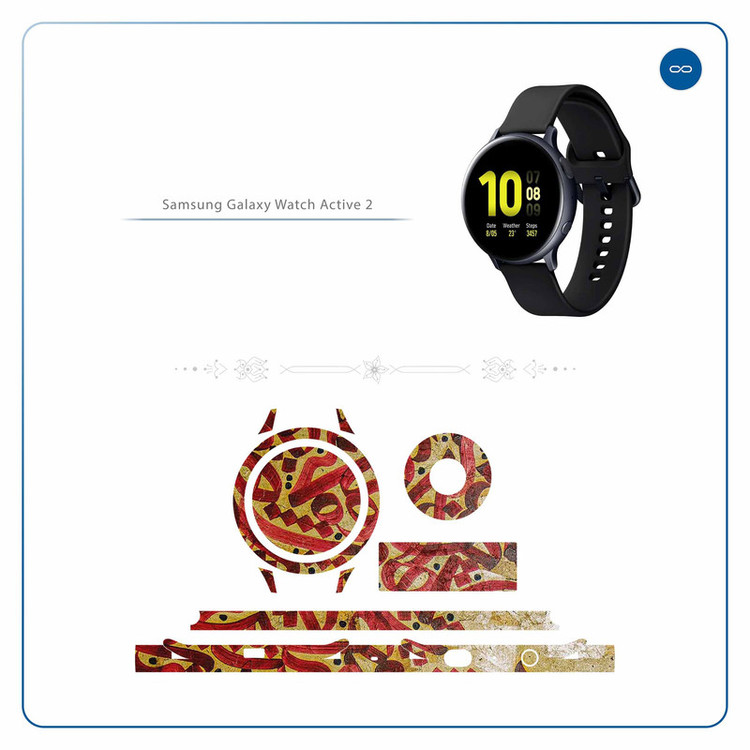 برچسب ماهوت طرح Nastaliq-6 مناسب برای ساعت هوشمند سامسونگ Galaxy Watch Active 2 44mm