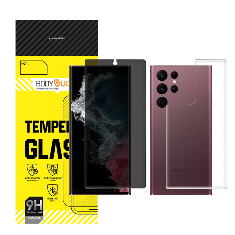 محافظ صفحه نمایش حریم شخصی بادیگارد مدل HydroGel مناسب برای گوشی موبایل سامسونگ Galaxy S22 Ultra به همراه محافظ پشت گوشی