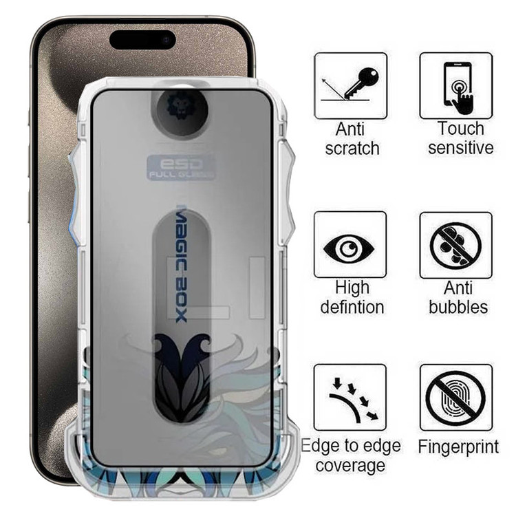 محافظ صفحه نمایش حریم شخصی اپیکوی مدل Lion Privacy Easy Install مناسب برای گوشی موبایل اپل iPhone 15 Pro Max به همراه کیت نصب