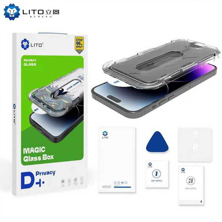 محافظ صفحه نمایش حریم شخصی اپیکوی مدل Lion Privacy Easy Install مناسب برای گوشی موبایل اپل iPhone 15 Pro Max به همراه کیت نصب
