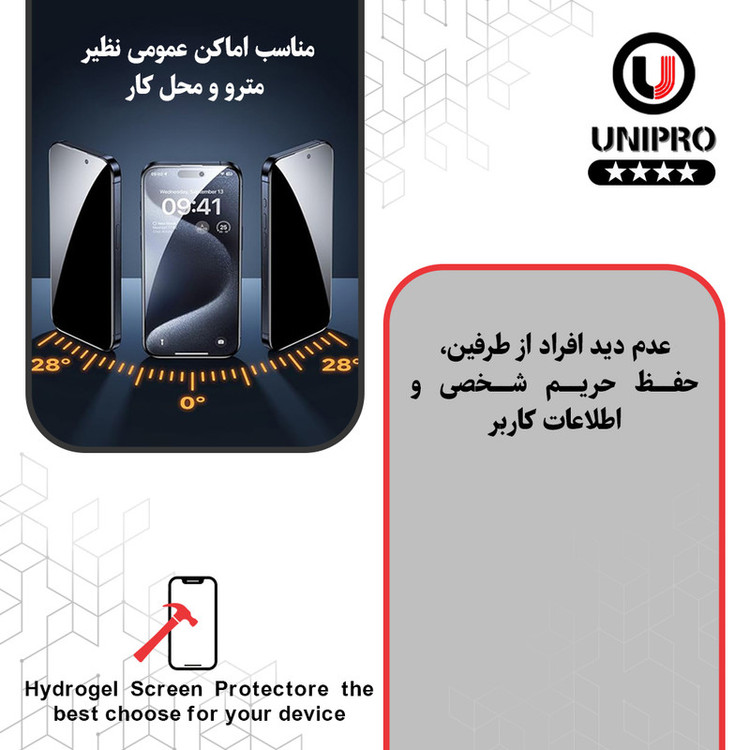 محافظ صفحه نمایش حریم شخصی یونی پرو مدل Star 4 مناسب برای گوشی موبایل سامسونگ Galaxy S24 Ultra