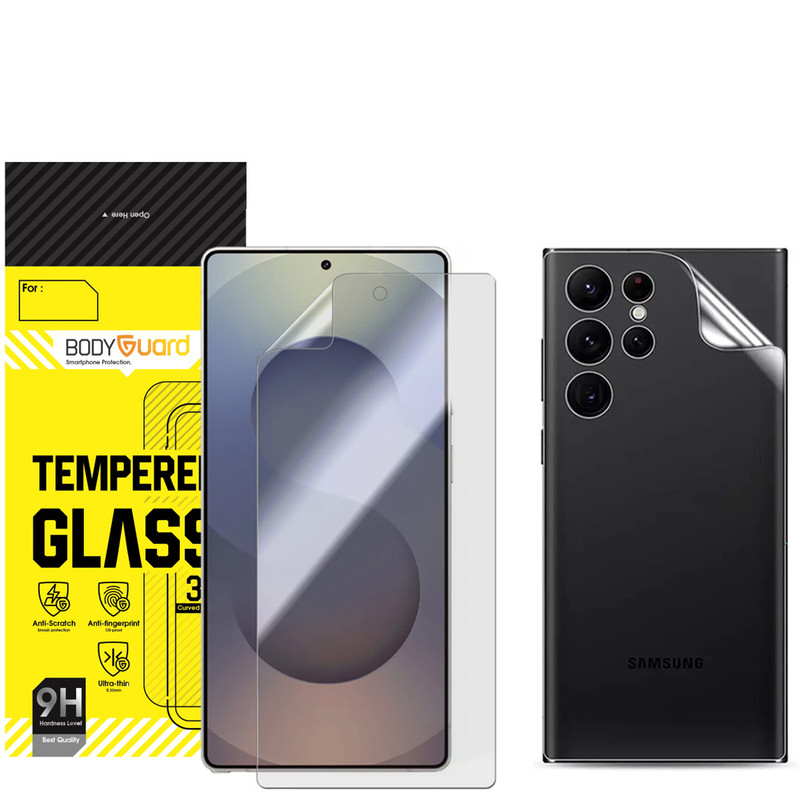 محافظ صفحه نمایش مات بادیگارد مدل Hydrogel مناسب برای گوشی موبایل سامسونگ Galaxy S25 Ultra به همراه محافظ پشت گوشی