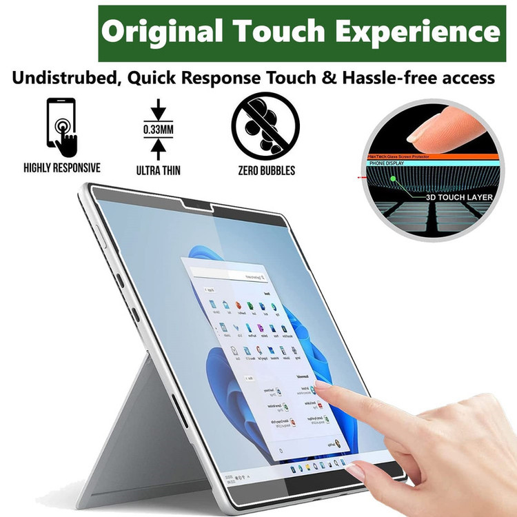 محافظ صفحه نمایش مدل tempered مناسب برای تبلت مایکروسافت Surface Pro X