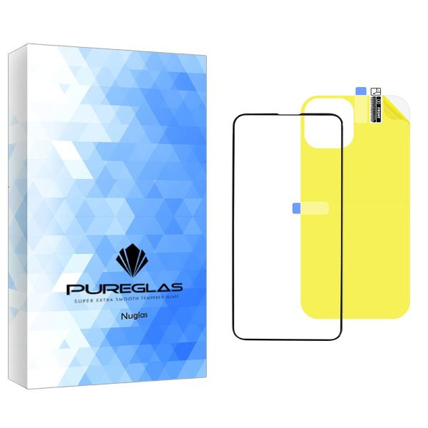 محافظ صفحه نمایش شیشه ای پیور گلس مدل NueGlas مناسب برای گوشی موبایل اپل iPhone 13 pro Max به همراه محافظ پشت گوشی