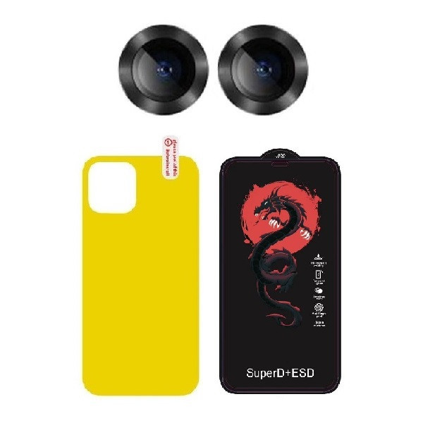 محافظ صفحه نمایش اسپایدر مدل HORO مناسب برای گوشی موبایل اپل iPhone 12 mini به همراه محافظ پشت گوشی و محافظ لنز دوربین