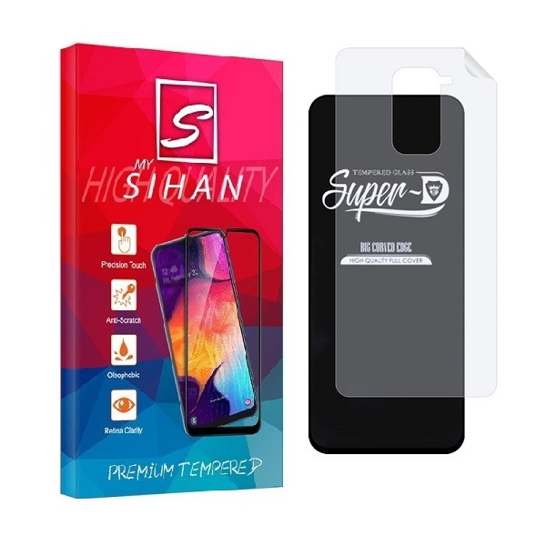محافظ صفحه نمایش مای سیحان مدل 2SN-Glass مناسب برای گوشی موبایل شیائومی Redmi Note 9 به همراه محافظ پشت گوشی