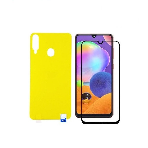 محافظ صفحه نمایش کی آر مدل FUL مناسب برای گوشی موبایل سامسونگ Galaxy A20s به همراه محافظ پشت گوشی