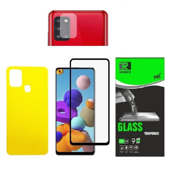 محافظ صفحه نمایش روبیکس مدل FL-A21s مناسب برای گوشی موبایل سامسونگ Galaxy A21s به همراه محافظ لنز دوربین و محافظ پشت گوشی
