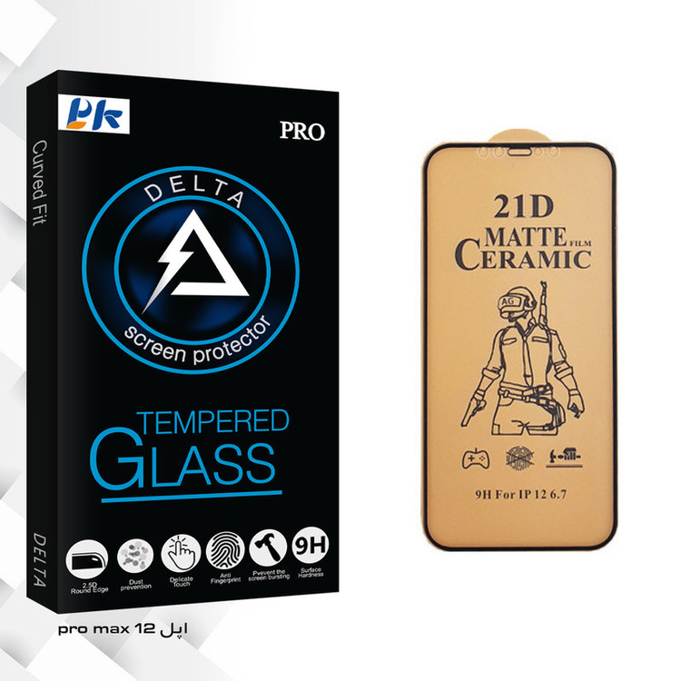 محافظ صفحه نمایش سرامیکی پی کی مدل Delta Glass مناسب برای گوشی موبایل اپل iPhone 12pro max
