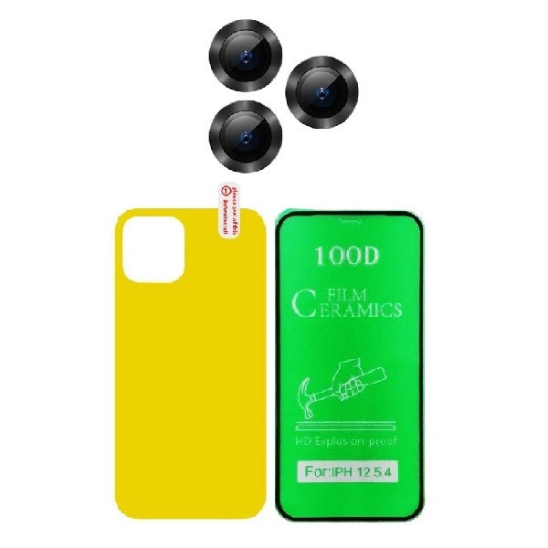 محافظ صفحه نمایش سرامیکی اسپایدر مدل 2CRN مناسب برای گوشی موبایل اپل iPhone 13 pro به همراه محافظ پشت گوشی و محافظ لنز دوربین