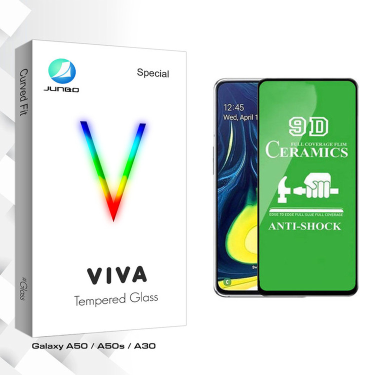 محافظ صفحه نمایش 9D جانبو مدل Viva Glass مناسب برای گوشی موبایل سامسونگ Galaxy A50 / A50s / A30