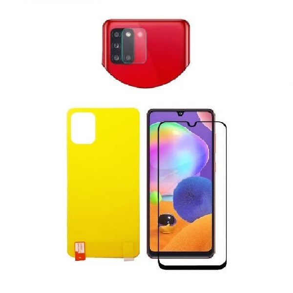 محافظ صفحه نمایش جانبو مدل FUL مناسب برای گوشی موبایل Galaxy A31 به همراه محافظ پشت گوشی و محافظ لنز دوربین