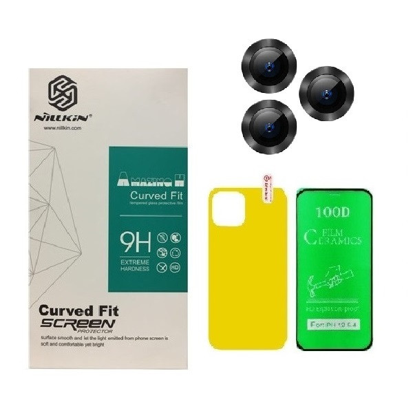 محافظ صفحه نمایش سرامیکی مدل 2CRN مناسب برای گوشی موبایل اپل iPhone 12 pro max به همراه محافظ پشت گوشی و محافظ لنز دوربین