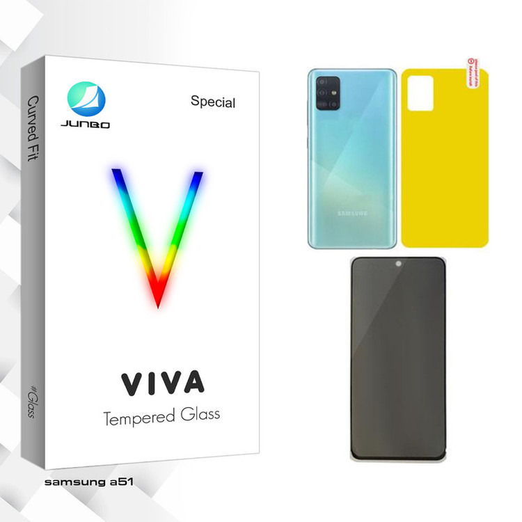 محافظ صفحه نمایش حریم شخصی جانبو مدل Viva مناسب برای گوشی موبایل سامسونگ Galaxy A51 به همراه محافظ پشت گوشی