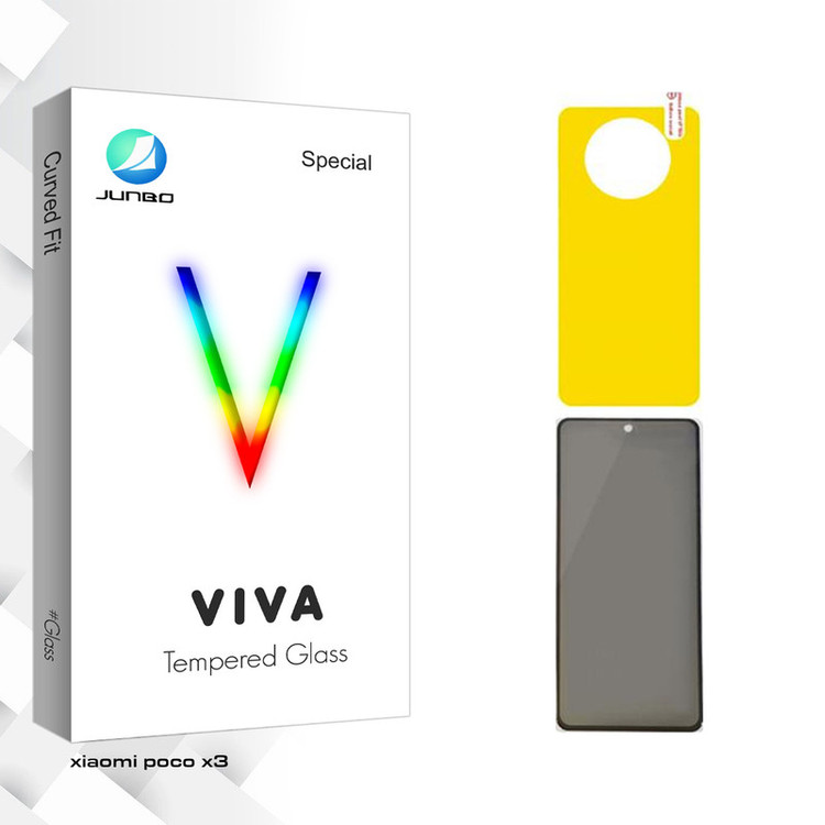 محافظ صفحه نمایش حریم شخصی جانبو مدل Viva مناسب برای گوشی موبایل شیائومی Poco X3 به همراه محافظ پشت گوشی