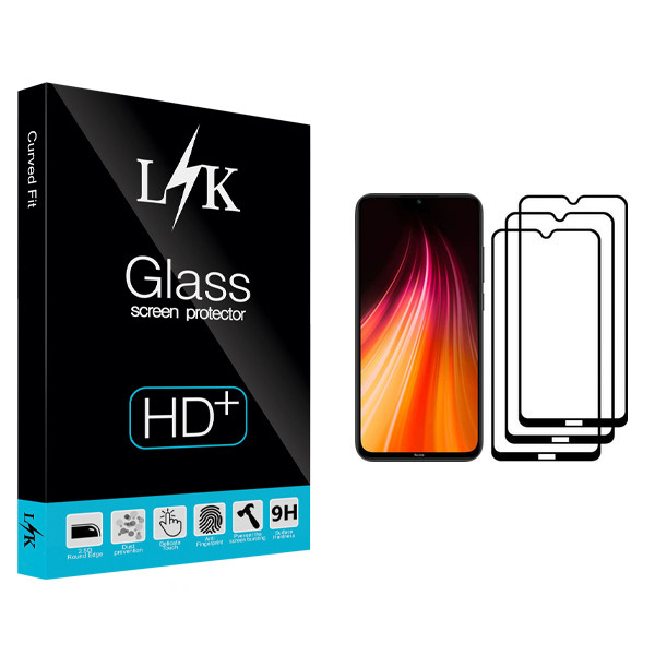 محافظ صفحه نمایش ال کی مدل Hard glass مناسب برای گوشی موبایل شیائومی Redmi Note 8 بسته سه عددی