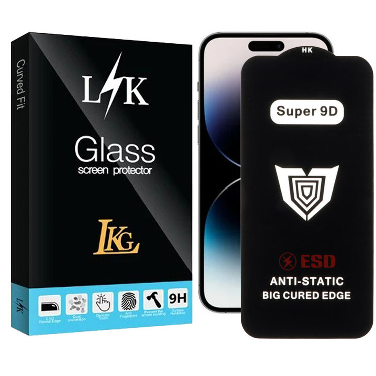محافظ صفحه نمایش ال کا جی مدل Super 9D مناسب برای گوشی موبایل اپل iPhone 14 Pro Max