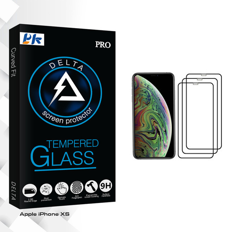 محافظ صفحه نمایش پی کی مدل Delta Glass مناسب برای گوشی موبایل اپل iPhone XS بسته سه عددی