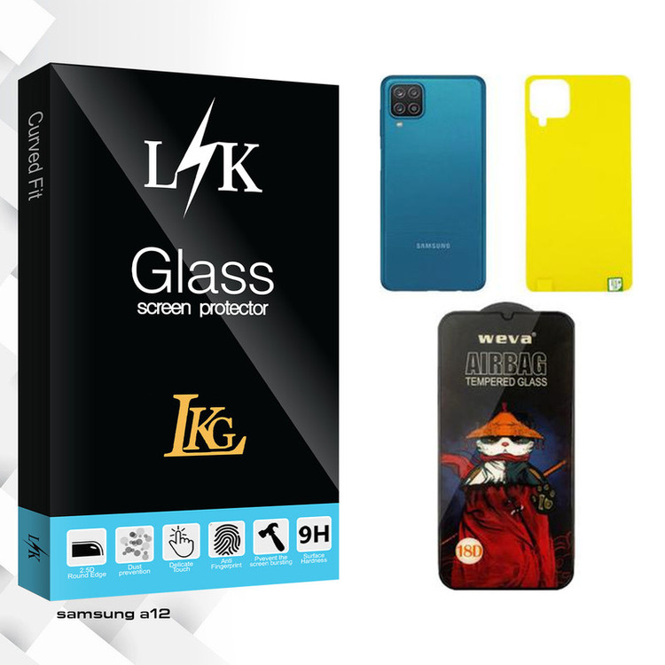 محافظ صفحه نمایش ال کا جی مدل LK ProAirbag مناسب برای گوشی موبایل سامسونگ Galaxy A12 به همراه محافظ پشت گوشی