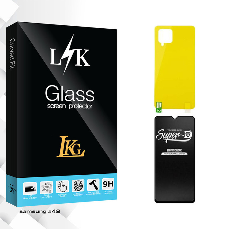 محافظ صفحه نمایش شیشه ای ال کا جی مدل LK Super-D مناسب برای گوشی موبایل سامسونگ GALAXY A42 به همراه محافظ پشت گوشی
