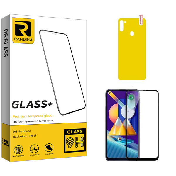 محافظ صفحه نمایش شیشه ای راندیکا مدل Randika مناسب برای گوشی موبایل سامسونگ Galaxy M11 به همراه محافظ پشت گوشی