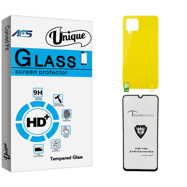 محافظ صفحه نمایش شیشه ای ای اف اس مدل Unique  MTB مناسب برای گوشی موبایل سامسونگ GALAXY A42  به همراه محافظ پشت گوشی