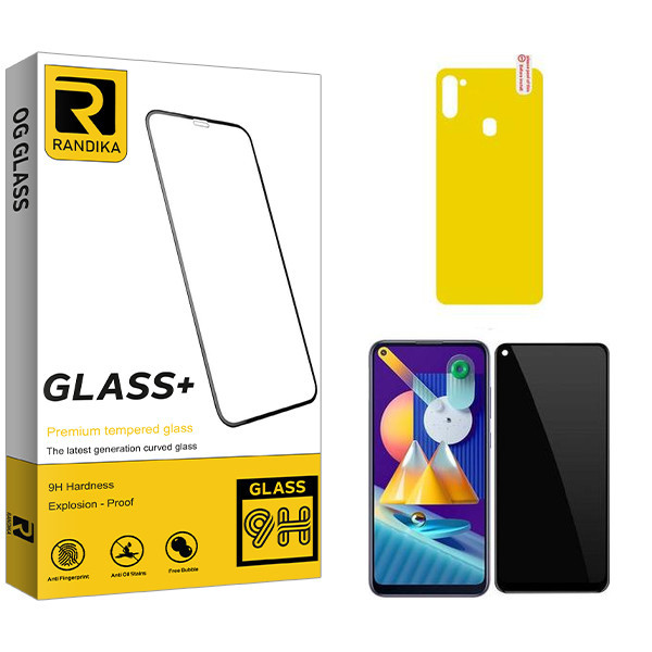 محافظ صفحه نمایش سرامیکی حریم شخصی راندیکا مدل Randika مناسب برای گوشی موبایل سامسونگ Galaxy M11 به همراه محافظ پشت گوشی
