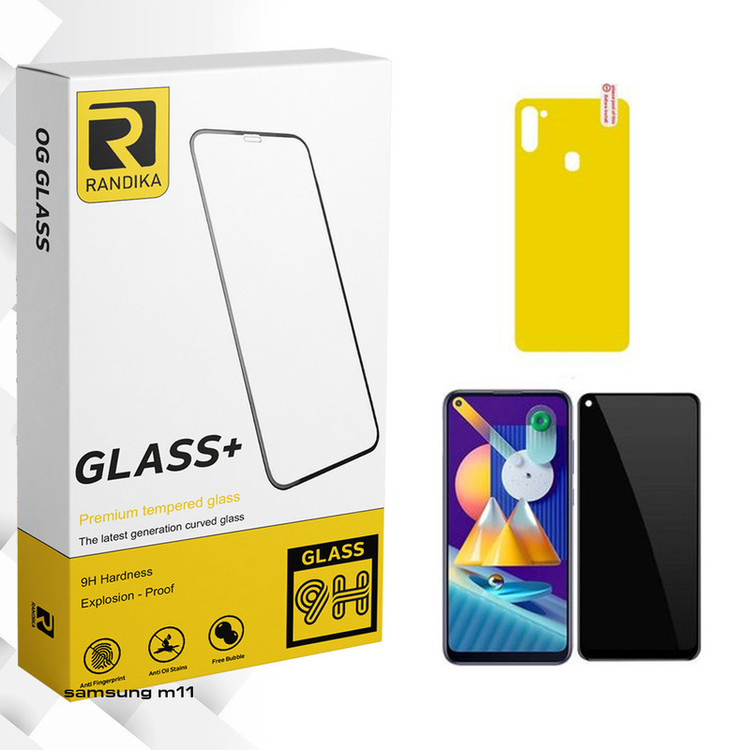 محافظ صفحه نمایش سرامیکی حریم شخصی راندیکا مدل Randika مناسب برای گوشی موبایل سامسونگ Galaxy M11 به همراه محافظ پشت گوشی