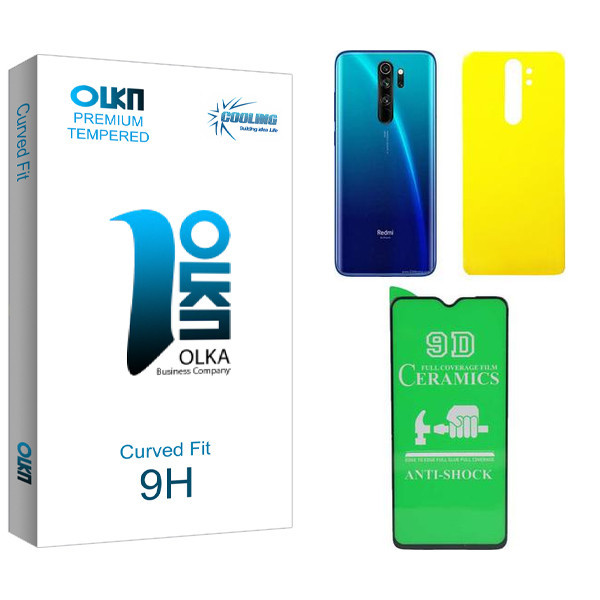 محافظ صفحه نمایش سرامیکی کولینگ مدل Olka مناسب برای گوشی موبایل شیائومی Redmi Note 8 Pro به همراه محافظ پشت گوشی