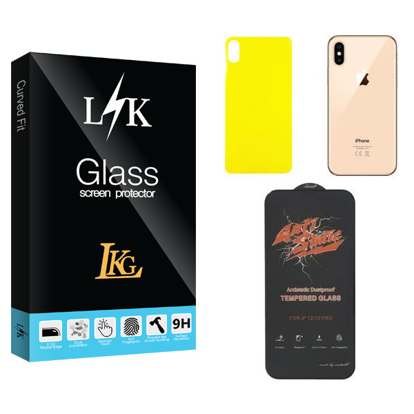 محافظ صفحه نمایش ال کا جی مدل LK ANTI-STATIC مناسب برای گوشی موبایل اپل iPhone XS MAX به همراه محافظ پشت گوشی