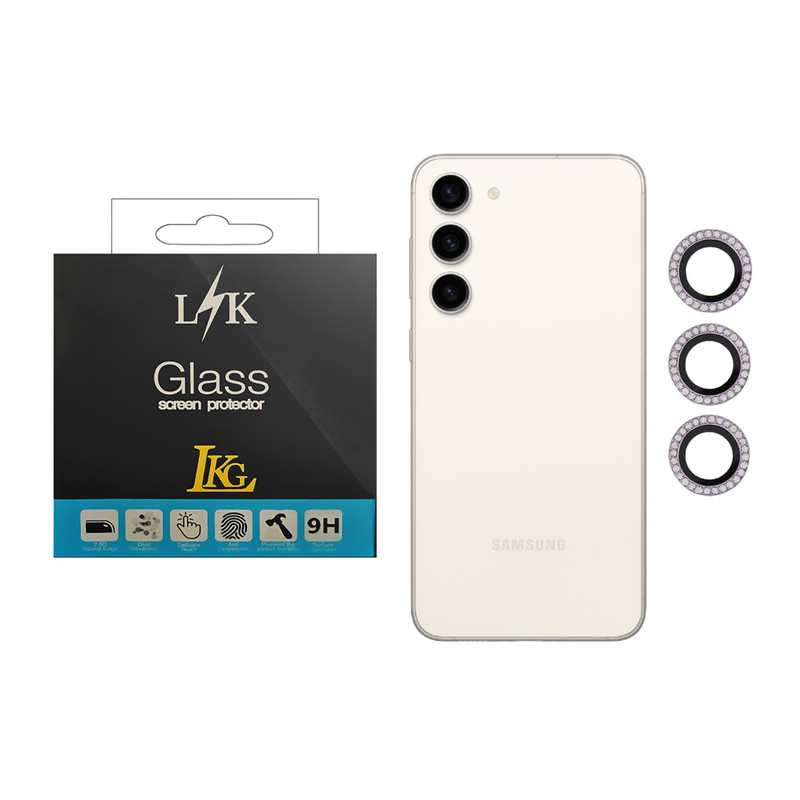 محافظ لنز  دوربین ال کا جی مدل نگین دار مناسب برای گوشی موبایل سامسونگ Galaxy S23 5G