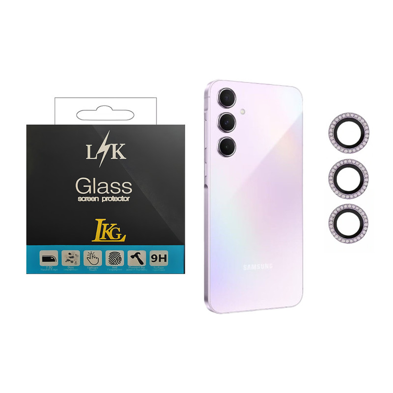 محافظ لنز دوربین ال کا جی مدل نگین دار مناسب برای گوشی موبایل سامسونگ Galaxy A55 5G