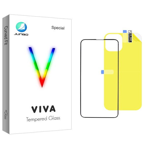 محافظ صفحه نمایش شیشه ای جانبو مدل Viva مناسب برای گوشی موبایل اپل iPhone 13 pro به همراه محافظ پشت گوشی