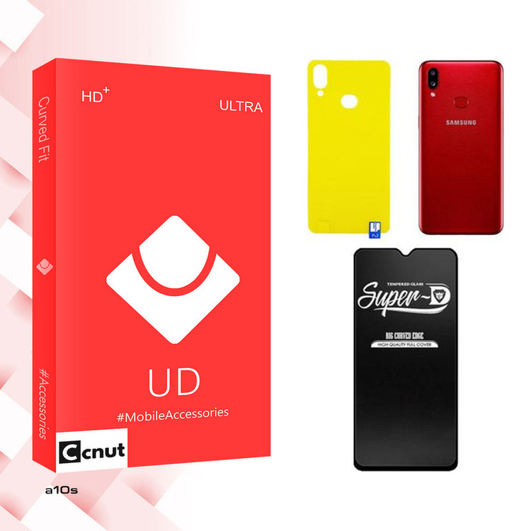 محافظ صفحه نمایش شیشه ای کوکونات مدل UD Super-D مناسب برای گوشی موبایل سامسونگ GALAXY A10s به همراه محافظ پشت گوشی