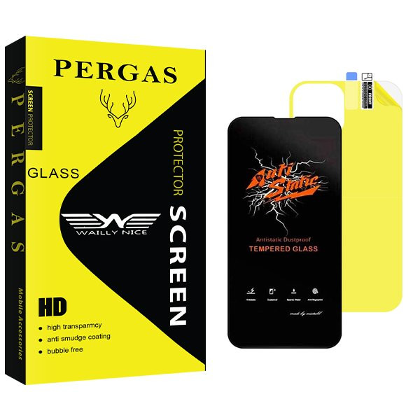 محافظ صفحه نمایش وایلی نایس مدل Pergas Antistatic مناسب برای گوشی موبایل اپل iPhone 14  به همراه محافظ پشت گوشی