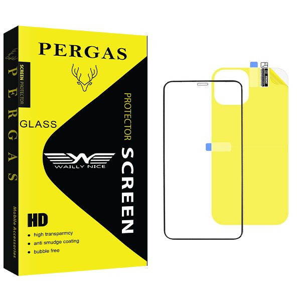 محافظ صفحه نمایش شیشه ای وایلی نایس مدل Pergas مناسب برای گوشی موبایل اپل iPhone 12 به همراه محافظ پشت گوشی