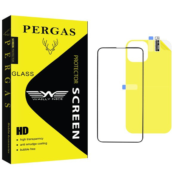 محافظ صفحه نمایش شیشه ای وایلی نایس مدل Pergas مناسب برای گوشی موبایل اپل iPhone 14 به همراه محافظ پشت گوشی