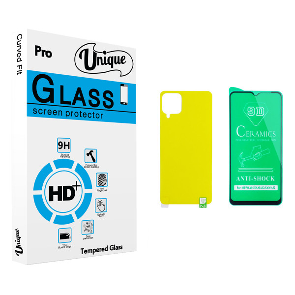 محافظ صفحه نمایش سرامیکی و پشت گوشی یونیک مدل +Clear مناسب برای گوشی موبایل سامسونگ Galaxy A12