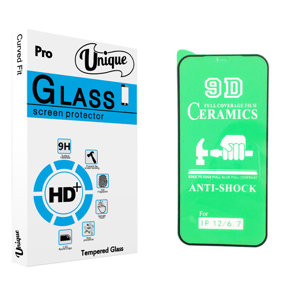 محافظ صفحه نمایش 9D یونیک مدل +Clear مناسب برای گوشی موبایل اپل iphone 12 / 12 pro