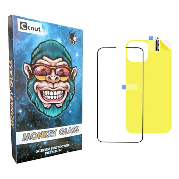 محافظ صفحه نمایش شیشه ای کوکونات مدل mnk مناسب برای گوشی موبایل اپل iPhone 14 به همراه محافظ پشت گوشی