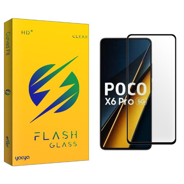 محافظ صفحه نمایش شیشه ای یاکیا مدل Yac مناسب برای گوشی موبایل شیائومی Poco X6 Pro