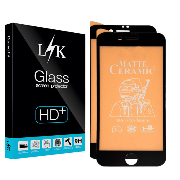 محافظ صفحه نمایش سرامیکی مات ال کی مدل Hard glass مناسب برای گوشی موبایل اپل Iphone 8 بسته دو عددی