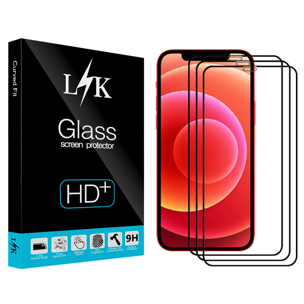 محافظ صفحه نمایش سرامیکی ال کی مدل Hard glass مناسب برای گوشی موبایل اپل Iphone 12mini بسته سه عددی