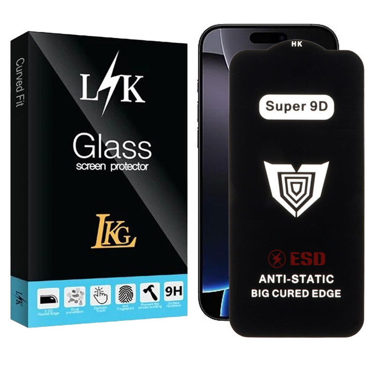محافظ صفحه نمایش ال کا جی مدل Super 9D مناسب برای گوشی موبایل اپل iPhone 16 Pro