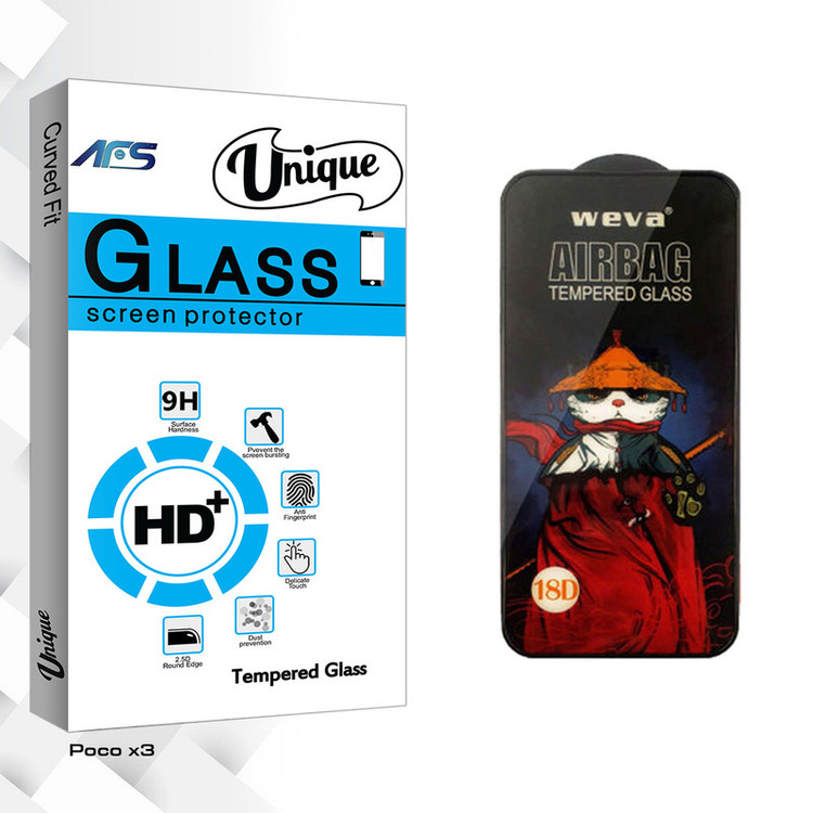 محافظ صفحه نمایش شیشه ای ای اف اس مدل Unique Glass_Airbag مناسب برای گوشی موبایل شیائومی Poco x3