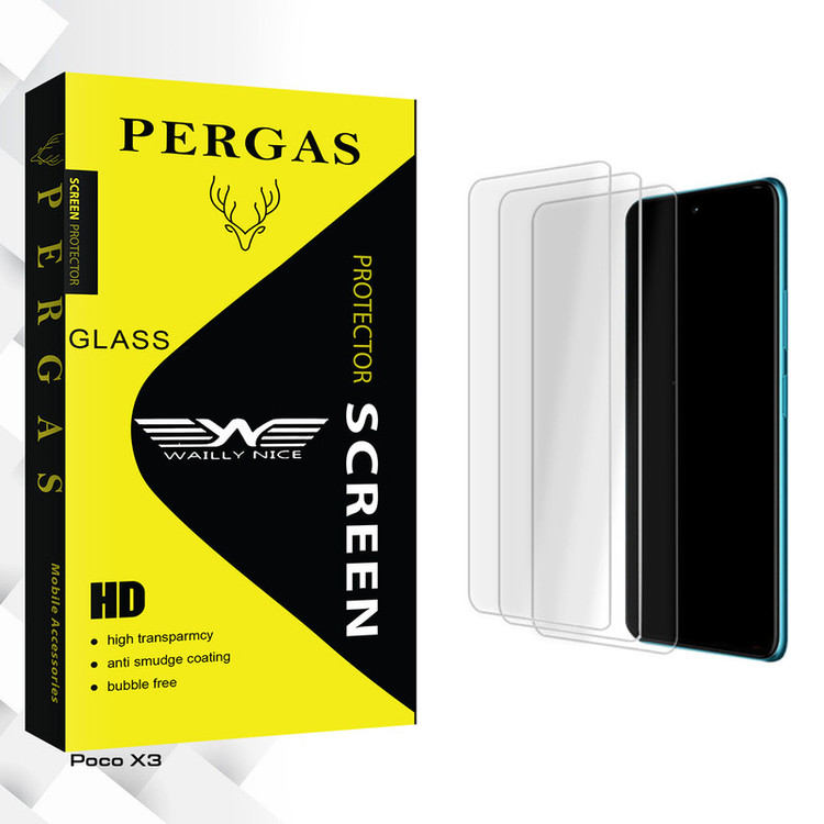 محافظ صفحه نمایش شیشه ای وایلی نایس مدل Pergas Glass MIX3 مناسب برای گوشی موبایل شیائومی Poco X3 بسته سه عددی